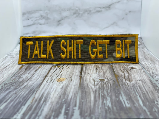 "Talk Shit Get Bit" Premium Hook-Backed Dog Patches – Made in Canada